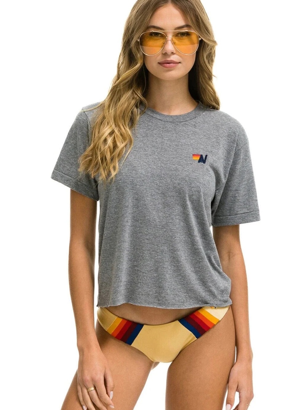Aviator Nation Basic Boyfriend Tee Heather Gray Size M NWT